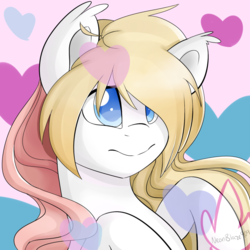 Size: 1024x1024 | Tagged: safe, artist:neonblaze909, oc, oc only, oc:angel heart, pegasus, pony, blue eyes, female, gift art, heart, solo