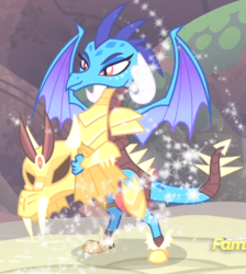 Size: 575x641 | Tagged: safe, edit, edited screencap, screencap, princess ember, dragon, g4, gauntlet of fire, armor, cropped, dragon armor, female, solo, sparkles, sparkling