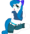 Size: 836x955 | Tagged: safe, artist:fluttercommunist, artist:romus91, oc, oc only, oc:minty blue, anthro, unguligrade anthro, belly button, bow, clothes, hair bow, midriff, shorts, underwear