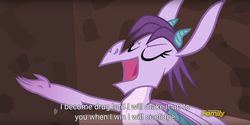 Size: 1920x960 | Tagged: safe, screencap, prominence, dragon, g4, gauntlet of fire, my little pony: friendship is magic, discovery family logo, drugs, meme, youtube caption