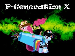 Size: 1024x768 | Tagged: safe, artist:shadowmeck, pinkie pie, rainbow dash, earth pony, pegasus, pony, g4, baseball cap, cowboy hat, d-generation x, duo, dx, female, hat, mare, parody, party cannon, shawn michaels, triple h, wrestling, wwe