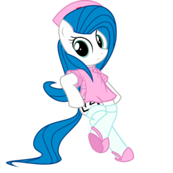 Size: 1415x1415 | Tagged: safe, artist:advancebrony, artist:pyruvate, edit, oc, oc only, oc:minty blue, pony, semi-anthro, bipedal, clothes, female, nurse outfit, socks, solo, thigh highs, zettai ryouiki