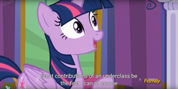 Size: 1920x960 | Tagged: safe, screencap, twilight sparkle, alicorn, pony, g4, gauntlet of fire, my little pony: friendship is magic, discovery family logo, female, mare, meme, twilight sparkle (alicorn), youtube caption