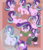 Size: 2753x3213 | Tagged: safe, artist:braffy, starlight glimmer, twilight sparkle, alicorn, pony, unicorn, g4, blushing, book, butt, clothes, collage, cute, dress, equal cutie mark, female, glimmerbetes, heart, high res, japanese, looking at you, looking back, mare, music notes, one eye closed, open mouth, plot, s5 starlight, staff, staff of sameness, starlight says bravo, twilight sparkle (alicorn), underhoof, wink