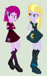 Size: 374x597 | Tagged: safe, artist:hipsterhugger, fuchsia blush, lavender lace, equestria girls, g4, my little pony equestria girls: rainbow rocks, alternate clothes, female, trixie and the illusions
