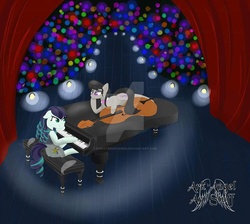 Size: 1024x919 | Tagged: safe, artist:directedgolem05, coloratura, octavia melody, g4, cello, concert, duo, musical instrument, piano, rara, watermark