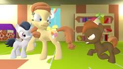Size: 1920x1080 | Tagged: safe, artist:viranimation, button mash, rumble, oc, oc:cream heart, earth pony, pony, g4, 3d, angry, colt, earth pony oc, female, foal, gmod, male, mare, mother and child, mother and son, remake