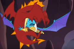Size: 632x422 | Tagged: safe, screencap, garble, princess ember, dragon, g4, gauntlet of fire, dragon armor, out of context
