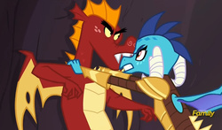 Size: 783x461 | Tagged: safe, screencap, garble, princess ember, dragon, g4, gauntlet of fire, discovery family logo, dragon armor