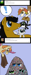 Size: 660x1562 | Tagged: safe, artist:darkhestur, oc, oc only, oc:aspen breeze, oc:dark, oc:shadowfoxsilver, cat, changeling, earth pony, pegasus, pony, glitter, kitten, simple background