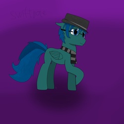 Size: 894x894 | Tagged: safe, artist:tlmoonguardian, oc, oc only, oc:swiftnote, pegasus, pony, clothes, cute, glasses, hat, scarf, solo