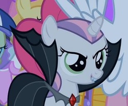 Size: 309x256 | Tagged: safe, screencap, sweetie belle, vampire, g4, luna eclipsed, clothes, costume, cute little fangs, nightmare night, nightmare night costume