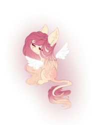 Size: 833x1092 | Tagged: safe, artist:du-sk, angelic wings, crying, flowing mane, makeup, pink, sad, solo, yellow