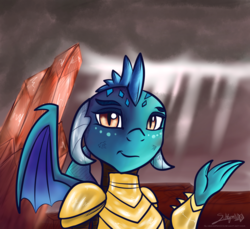 Size: 1640x1500 | Tagged: safe, artist:silverhopexiii, princess ember, dragon, g4, gauntlet of fire, my little pony: friendship is magic, armor, dragon armor, female, solo