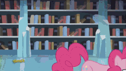 Size: 640x360 | Tagged: safe, edit, screencap, dragon lord torch, pinkie pie, princess flurry heart, dragon, g4, gauntlet of fire, the crystalling, twilight's kingdom, animated, earth shattering kaboom, flurry heart ruins everything, hitchhiker's guide to the galaxy, meme