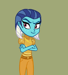Size: 527x582 | Tagged: safe, princess ember, equestria girls, g4, gauntlet of fire, clothes, crossed arms, equestria girls-ified, female, smirk, solo, species swap, sweater, turtleneck