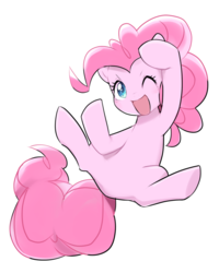 Size: 1280x1599 | Tagged: safe, artist:30clock, pinkie pie, earth pony, pony, g4, cute, diapinkes, female, looking at you, mare, one eye closed, open mouth, simple background, solo, white background, wink