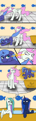 Size: 2000x6700 | Tagged: dead source, safe, artist:alexcreations, princess celestia, princess luna, alicorn, pony, g4, bath, bathtub, celestia is not amused, comic, cute, dragging, duo, female, filly, filly luna, floppy ears, forced bathing, frown, luna is not amused, magic, pink-mane celestia, royal sisters, sisters, tail, tail pull, telekinesis, unamused, varying degrees of want, wet mane, woona, young celestia, younger