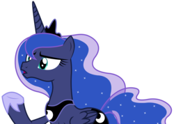 Size: 4206x2988 | Tagged: safe, artist:sketchmcreations, princess luna, g4, gauntlet of fire, female, inkscape, open mouth, raised hoof, simple background, solo, talking, transparent background, vector