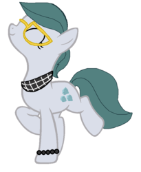 Size: 663x810 | Tagged: safe, artist:thefanficfanpony, cloudy quartz, earth pony, pony, g4, adoraquartz, alternate hairstyle, bracelet, cute, eyes closed, female, glasses, mare, smiling, solo, younger
