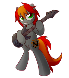 Size: 1200x1350 | Tagged: safe, artist:symbianl, oc, oc only, oc:four strings, pony, bipedal, guitar, musical instrument, solo