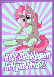 Size: 1024x1448 | Tagged: safe, artist:neoncel, minty bubblegum, pony, g4, my little pony: friendship is magic, on your marks, bubblegum, female, food, solo