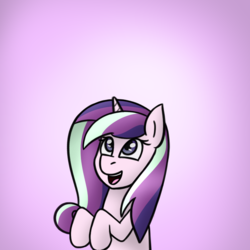 Size: 750x750 | Tagged: safe, artist:ceejayponi, oc, oc only, oc:princess casey, pony, unicorn, cute, female, looking up, mare, offspring, open mouth, parent:princess cadance, parent:shining armor, parents:shiningcadance, smiling, solo