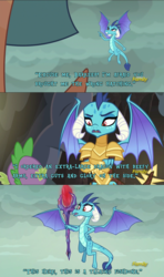 Size: 1920x3240 | Tagged: safe, screencap, dragon lord torch, princess ember, spike, dragon, g4, gauntlet of fire, bloodstone scepter, comic, discovery family logo, dragon armor, dragon lord ember, dreamworks, how to train your dragon, quote