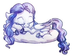 Size: 824x633 | Tagged: safe, artist:spacechickennerd, oc, oc only, oc:nevaeh, cloud, sleeping, solo