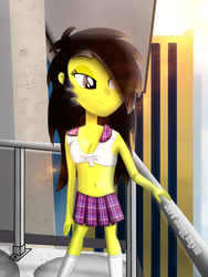 Size: 1536x2048 | Tagged: safe, artist:jefejuandavid, oc, oc only, oc:andrea millonarios fc, equestria girls, g4, armpits, belly button, cleavage, clothes, female, front knot midriff, midriff, pleated skirt, school uniform, skirt, socks