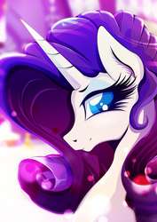 Size: 1358x1920 | Tagged: safe, artist:rariedash, part of a set, rarity, pony, unicorn, g4, bust, colored pupils, female, looking at you, mare, portrait, smiling, solo