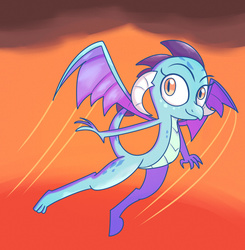 Size: 1280x1307 | Tagged: safe, artist:mr-degration, princess ember, dragon, g4, gauntlet of fire, cute, dragoness, emberbetes, female, flying, solo, spread wings, wings