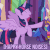 Size: 470x471 | Tagged: safe, edit, screencap, rarity, twilight sparkle, alicorn, pony, g4, gauntlet of fire, animated, cute, descriptive noise, eyes closed, female, hoofy-kicks, horse noises, image macro, mare, meme, open mouth, purple text, rearing, spread wings, text, twiabetes, twilight sparkle (alicorn), wings