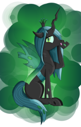 Size: 1595x2503 | Tagged: safe, artist:soulrainbow, queen chrysalis, changeling, changeling queen, g4, behaving like a cat, crown, female, jewelry, licking, profile, regalia, solo, tongue out