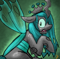 Size: 361x356 | Tagged: safe, artist:zutcha, queen chrysalis, changeling, changeling queen, g4, crown, female, jewelry, regalia, solo