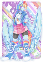 Size: 900x1286 | Tagged: safe, artist:animorphsfan, rainbow dash, equestria girls, g4, female, large wings, ponied up, solo