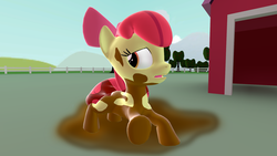 Size: 1920x1080 | Tagged: safe, artist:viranimation, apple bloom, g4, 3d, dirty, gmod, mud, muddy