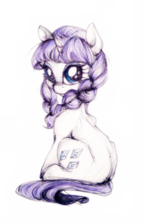 Size: 728x1144 | Tagged: safe, artist:buttersprinkle, rarity, g4, alternate hairstyle, braid, cute, female, raribetes, solo, traditional art