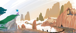 Size: 900x391 | Tagged: safe, artist:extract-of, legends of equestria, concept art, mountain, scenery
