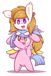 Size: 1027x1522 | Tagged: safe, artist:dsp2003, oc, oc only, bat pony, pegasus, pony, bipedal, chibi, dichromatic, female, open mouth, simple background, style emulation, transparent background