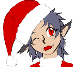 Size: 901x827 | Tagged: safe, artist:dj-black-n-white, oc, oc only, oc:yuzu, bat pony, satyr, christmas, lipstick