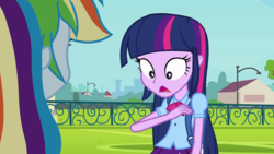 Size: 1280x720 | Tagged: safe, screencap, rainbow dash, twilight sparkle, equestria girls, g4, female