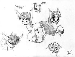 Size: 3295x2530 | Tagged: safe, artist:marvelousqueen, twilight sparkle, g4, curved horn, dark magic, fanfic art, female, high res, horn, magic, monochrome, solo