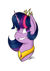 Size: 3138x4428 | Tagged: safe, artist:cosmicchrissy, twilight sparkle, alicorn, pony, g4, bust, female, grin, mare, new crown, portrait, simple background, solo, transparent background, twilight sparkle (alicorn)