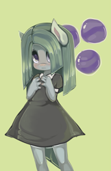 Size: 1789x2756 | Tagged: safe, artist:misukitty, marble pie, earth pony, anthro, g4, blushing, clothes, dress, female, solo