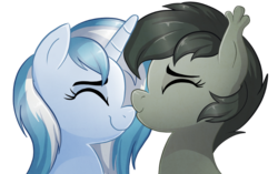 Size: 830x520 | Tagged: safe, oc, oc only, oc:avi, oc:seachell, bat pony, pony, unicorn, female, lesbian