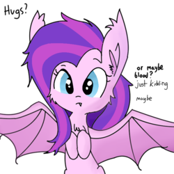 Size: 648x648 | Tagged: safe, artist:marcus todjel, artist:tjpones edits, edit, oc, oc only, oc:mershy, bat pony, pony, 30 minute art challenge, cute, simple background, solo, tjpones is trying to murder us, transparent background