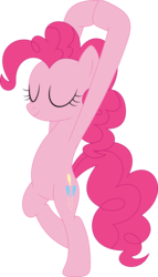 Size: 2058x3591 | Tagged: safe, artist:porygon2z, pinkie pie, earth pony, pony, g4, on your marks, belly, bipedal, eyes closed, female, high res, pose, simple background, solo, transparent background, tree pose, yoga
