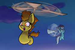 Size: 1280x853 | Tagged: safe, artist:heir-of-rick, fleetfoot, spitfire, g4, adorawat, amputee, cute, cutefire, diafleetes, limbless, propeller, wat