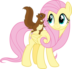 Size: 5000x4758 | Tagged: safe, artist:vulthuryol00, fluttershy, pegasus, pony, squirrel, g4, the hooffields and mccolts, absurd resolution, cute, female, mare, shyabetes, simple background, transparent background, vector